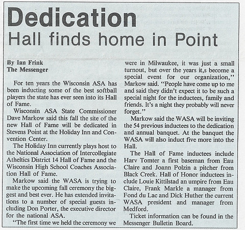 1993 ASA Sotball Hall of Fame Established