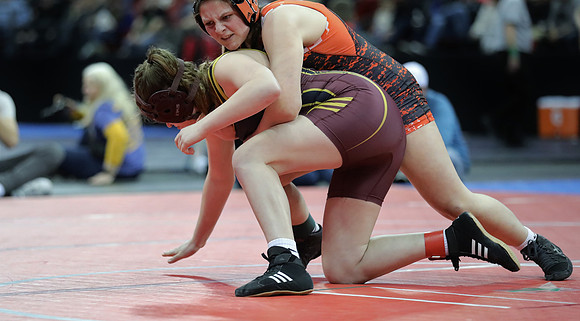 Waterloo GIRLS Michala Lewllin 152 lbs. Match 1 at State Tournament 2023  (3)