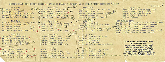 1990 Tri County League Schedule & Teams  (1)