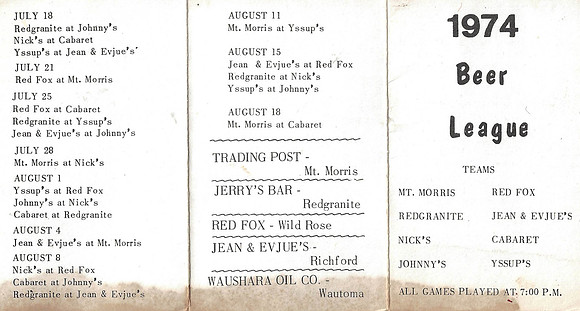 1974  Waushara County Beer League
