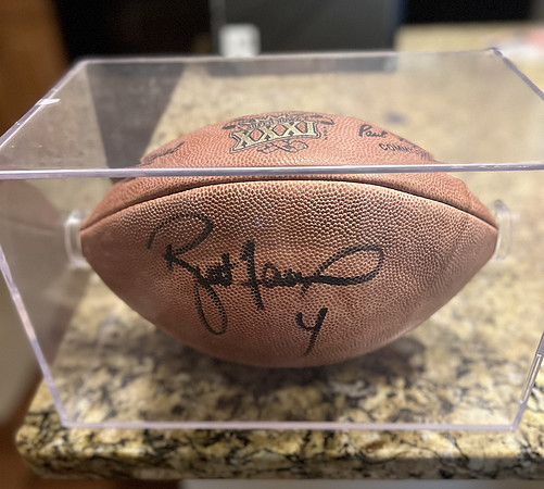 ($800.00) Item #52 Brett Favre Autographed Superbowl Pro Football & Case