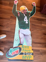 ($499.00) Item #71, 1 of 2 Brett Favre Lifesize Stand Up Cardboard Cutout 25+ Years in storage (7'0 Tall x 35 at Elbows x 33 Elbows above head)