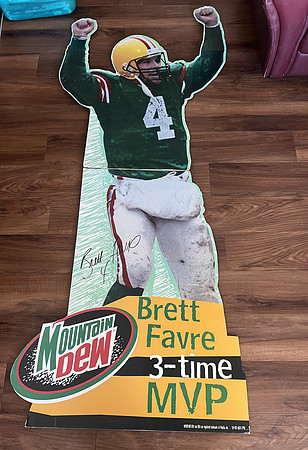 ($499.00) Item #72, 2 of 2 Brett Favre Lifesize Stand Up Cardboard Cutout 25+ Years in storage (7'0 Tall x 35 at Elbows x 33 Elbows above head)