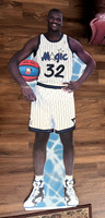 ($300.00) Item #300 Shaquille O'Neil #32 Orlando Magic Lifesize Cardboard Stands Up 1992 -1993 Stands, Packaged for approximately 25+ Years in storage, 87 Tall x 22.5at bottom x 38.5 elbow to