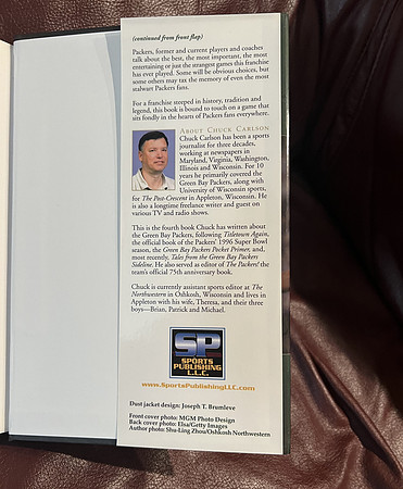 ($15.00) Item #128 Game of My Life Memorable Stories by Chuck Carlson (2006) Sports Illustrated LLC, Small message inside book, backside of page 1
