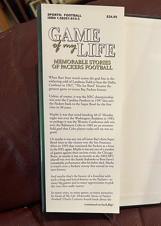 ($15.00) Item #128 Game of My Life Memorable Stories by Chuck Carlson (2005) Sports Illustrated LLC, Small message inside book, backside of page 1
