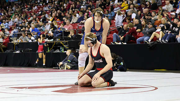 2024 Wis Wrestling  State Tourney 215lbs. Jaxon Johnson Bout 1   (17)