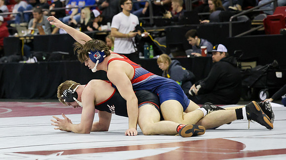 2024 Wis Wrestling  State Tourney 215lbs. Jaxon Johnson Bout 1   (36)