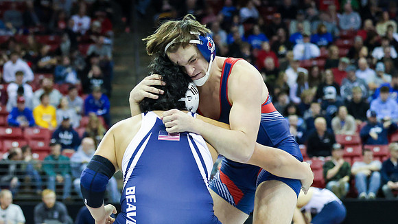 STATE TOURNEY 215lbs. Jaxon Johnson Bout 2 (15)