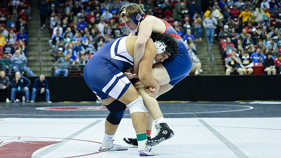 STATE TOURNEY 215lbs. Jaxon Johnson Bout 2 (23)