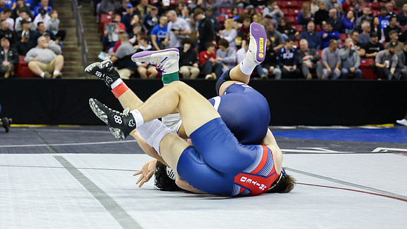 STATE TOURNEY 215lbs. Jaxon Johnson Bout 2 (36)