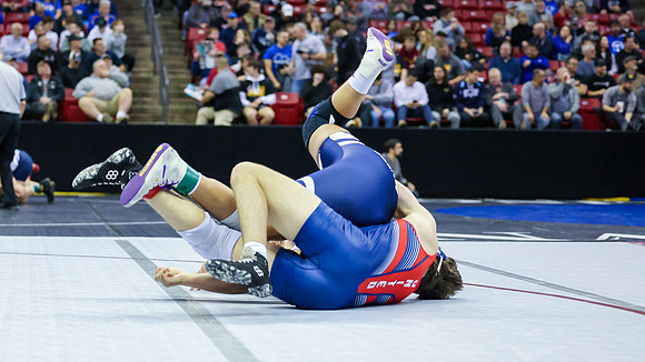 STATE TOURNEY 215lbs. Jaxon Johnson Bout 2 (35)