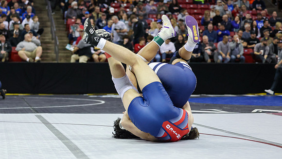 STATE TOURNEY 215lbs. Jaxon Johnson Bout 2 (37)