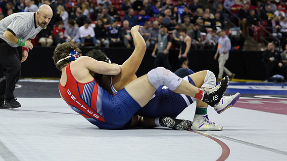 STATE TOURNEY 215lbs. Jaxon Johnson Bout 2 (43)