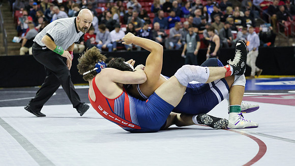 STATE TOURNEY 215lbs. Jaxon Johnson Bout 2 (44)