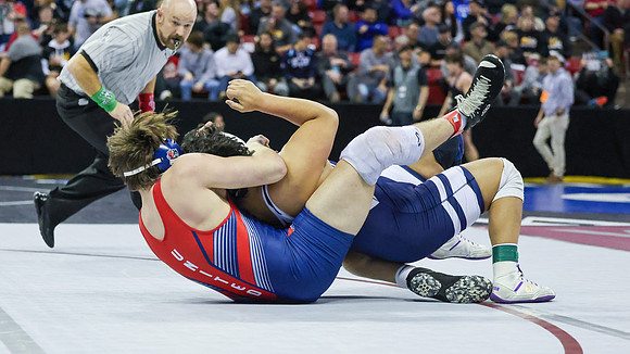 STATE TOURNEY 215lbs. Jaxon Johnson Bout 2 (45)