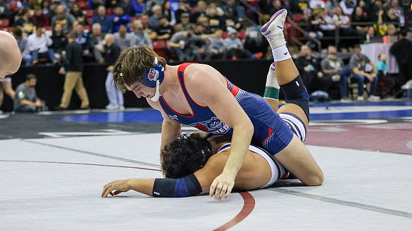 STATE TOURNEY 215lbs. Jaxon Johnson Bout 2 (49)