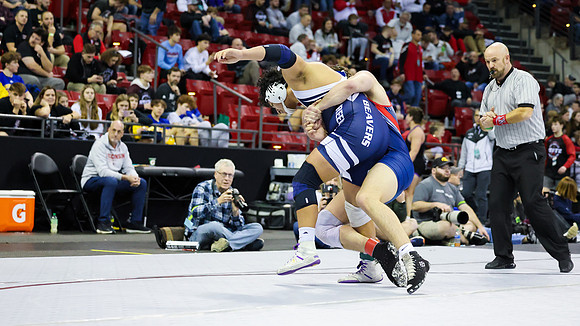 STATE TOURNEY 215lbs. Jaxon Johnson Bout 2 (55)