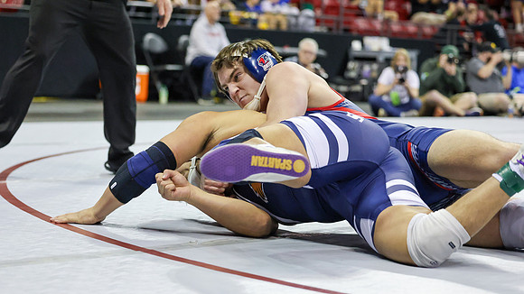 STATE TOURNEY 215lbs. Jaxon Johnson Bout 2 (59)