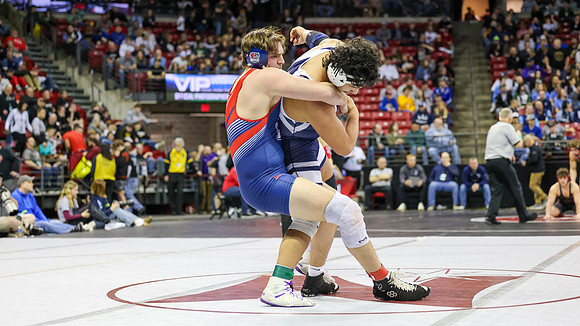 STATE TOURNEY 215lbs. Jaxon Johnson Bout 2 (64)