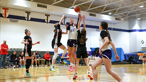 2-25-24 Waunakee 8th Grade Girls vs. Hortonville Championship Game at BIG BILL & BOB VAN WIE INVITATIONAL  (16)