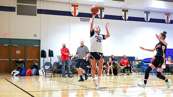 2-25-24 Waunakee 8th Grade Girls vs. Hortonville Championship Game at BIG BILL & BOB VAN WIE INVITATIONAL  (32)
