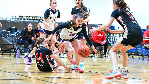 2-25-24 Waunakee 8th Grade Girls vs. Hortonville Championship Game at BIG BILL & BOB VAN WIE INVITATIONAL  (59)