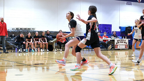 2-25-24 Waunakee 8th Grade Girls vs. Hortonville Championship Game at BIG BILL & BOB VAN WIE INVITATIONAL  (82)