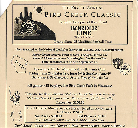1995 8th Annual Major bird Creek Classic + Grand Slam leg in Wautoma