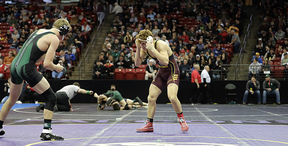 Waterloo 160 lbs. Trevor Firari Match #1 State Tournament 2023  (35)