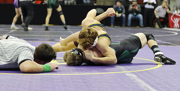 Waterloo 160 lbs. Trevor Firari Match #1 State Tournament 2023  (42)