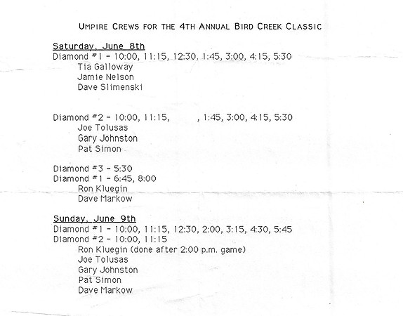 1991 Umpires for the 4th Annual Major Bird Creek Classic Wautoma (2)