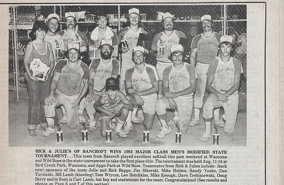 1983 Major State Champions Rick & Julies