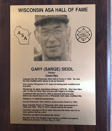 1995 Gary (Sarge ) Seidl- Hall of Fame