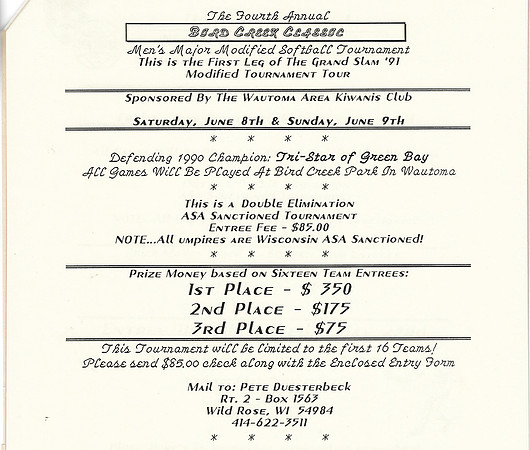 1991 4th Annual Major Bird Creek Classic Wautoma (3)