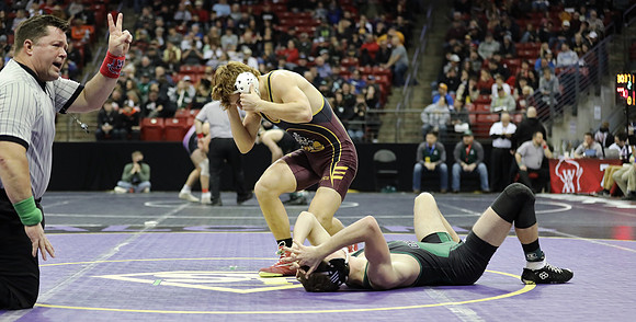Waterloo 160 lbs. Trevor Firari Match #1 State Tournament 2023  (48)