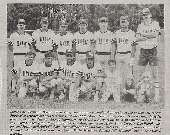 1987 Miller Lite Mt Morris Tourney Champs
