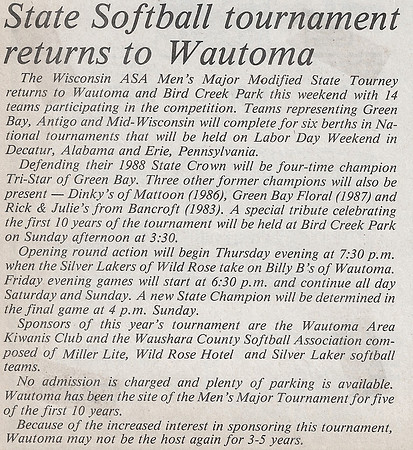 1989 Major A State Tournament