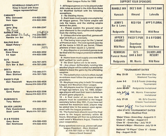 1985 Waushara County Beer League (3)