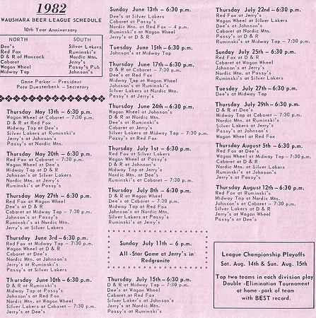 1982 Waushara County Beer League