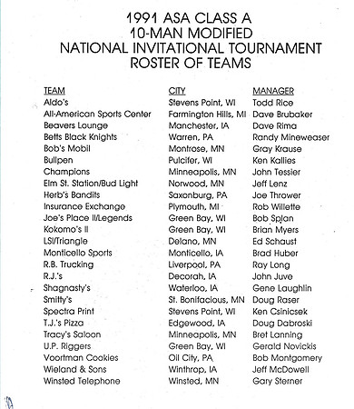 1991 Class A Nationals in Stevens Point WI.