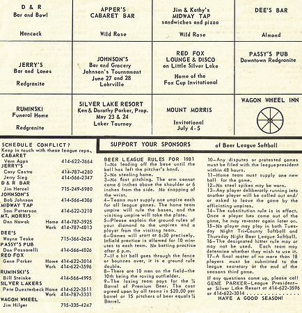 1981 Waushara County Beer League (2)