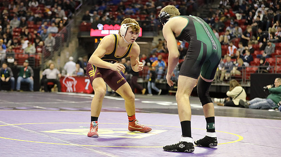 Waterloo 160 lbs. Trevor Firari Match #1 State Tournament 2023  (12)
