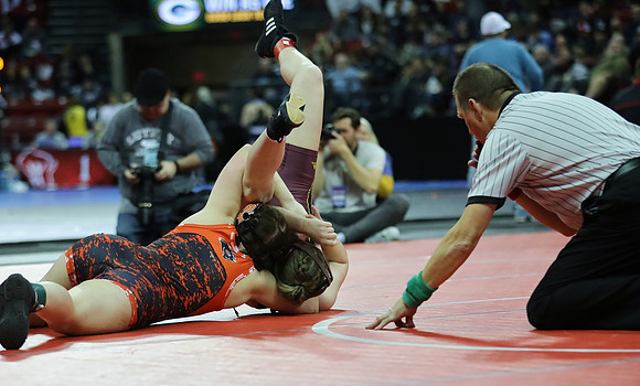 Waterloo GIRLS Michala Lewllin 152 lbs. Match 1 at State Tournament 2023  (8)