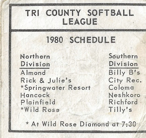 1980 Tri County Softball League
