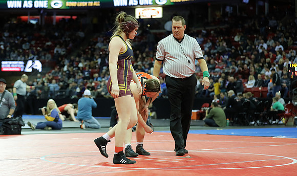 Waterloo GIRLS Michala Lewllin 152 lbs. Match 1 at State Tournament 2023  (14)