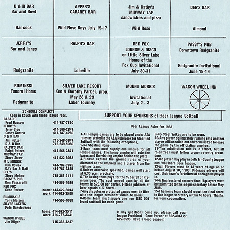 1983 Waushara County Beer League (2)
