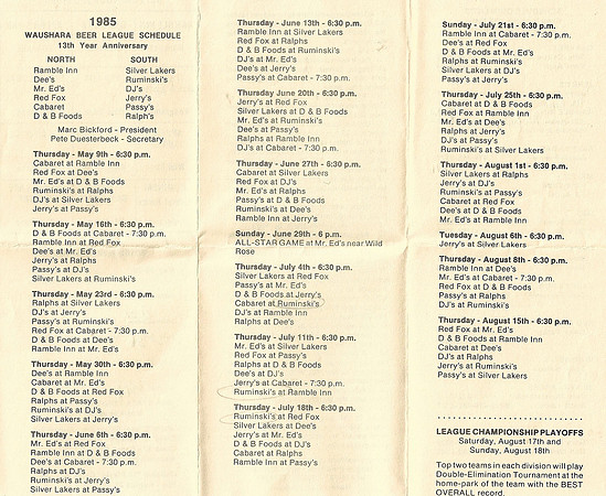 1985  Waushara County Beer League