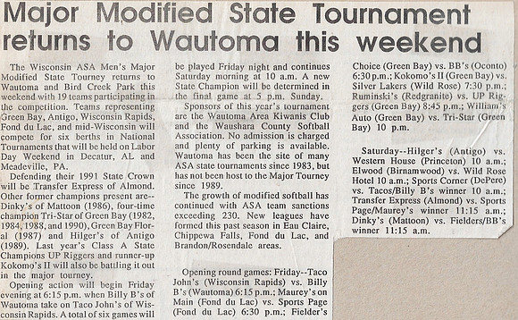 1988 Major A State Tournament