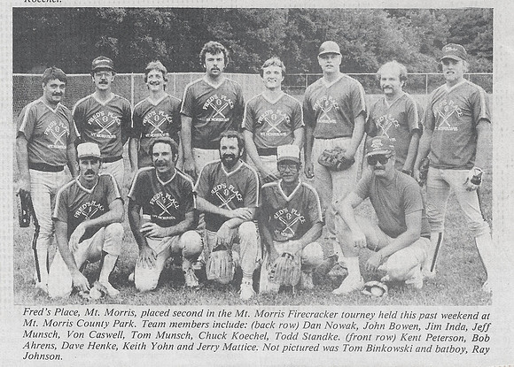 1987 Fed's Place second finish at Mt Morris Tourney